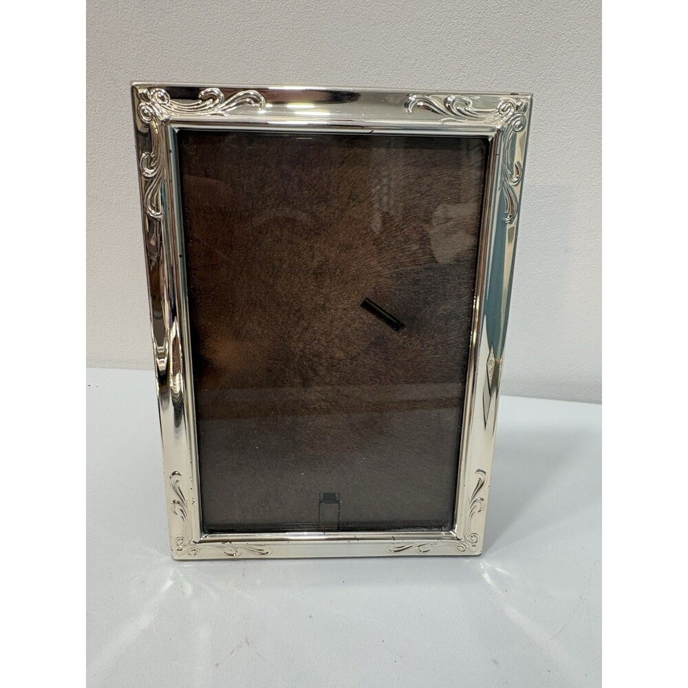 LOVELY STERLING SILVER PHOTO FRAME Ribbon Frame Gorgeous Silver With Lacquer
